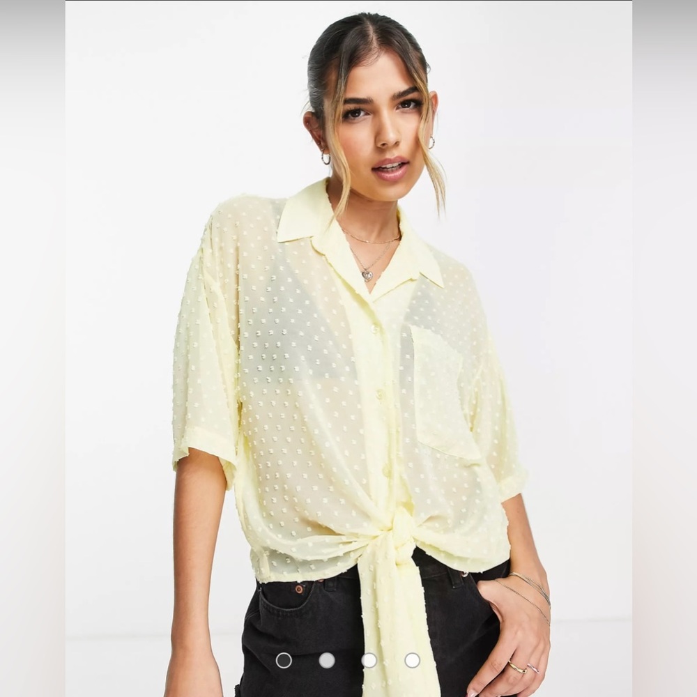 Tie front textured shirt